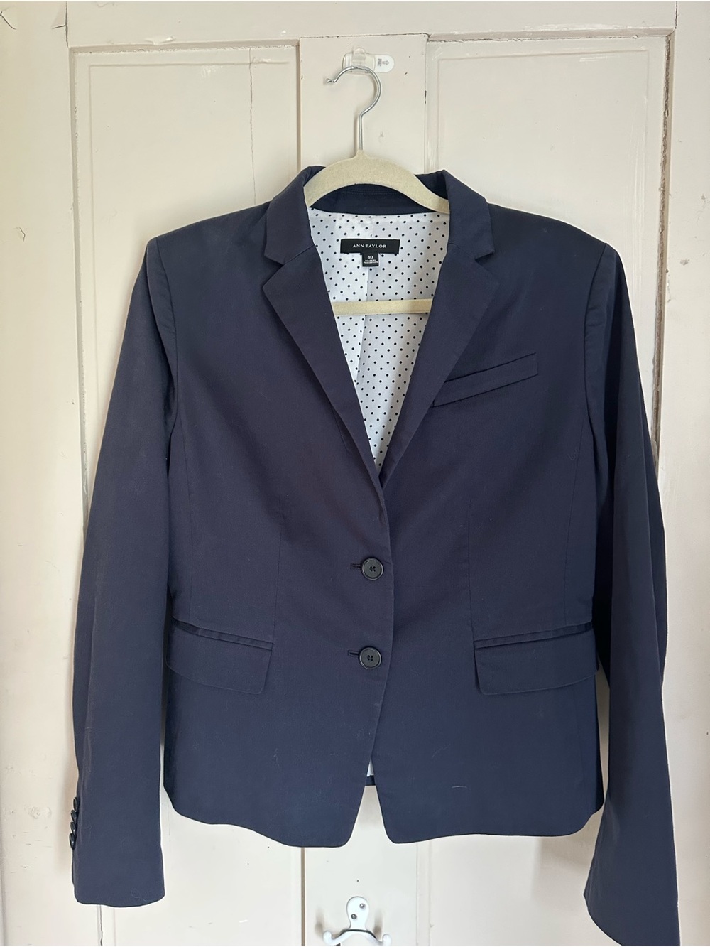 Ann Taylor Navy Classic Two-Button Blazer
